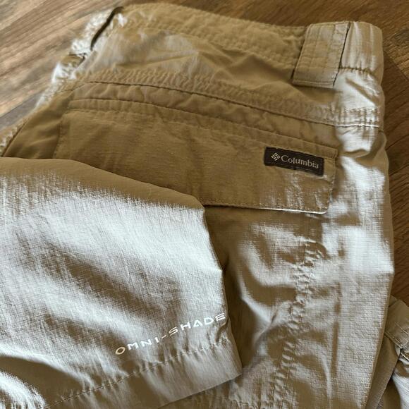 COLUMBIA Convertible Cargo Hiking Pants Men’s 32x34 Beige Khaki Omni Shade - Picture 6 of 7